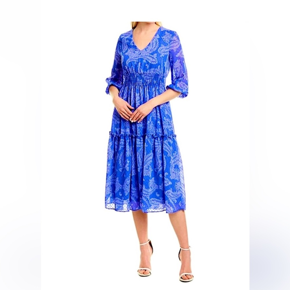 Just…Taylor Blue Paisley Dress